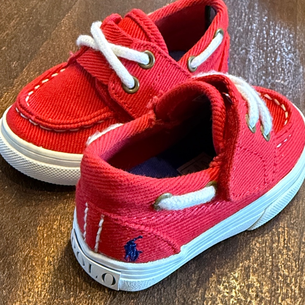Polo by Ralph Lauren Red Canvas Sneakers with White Laces